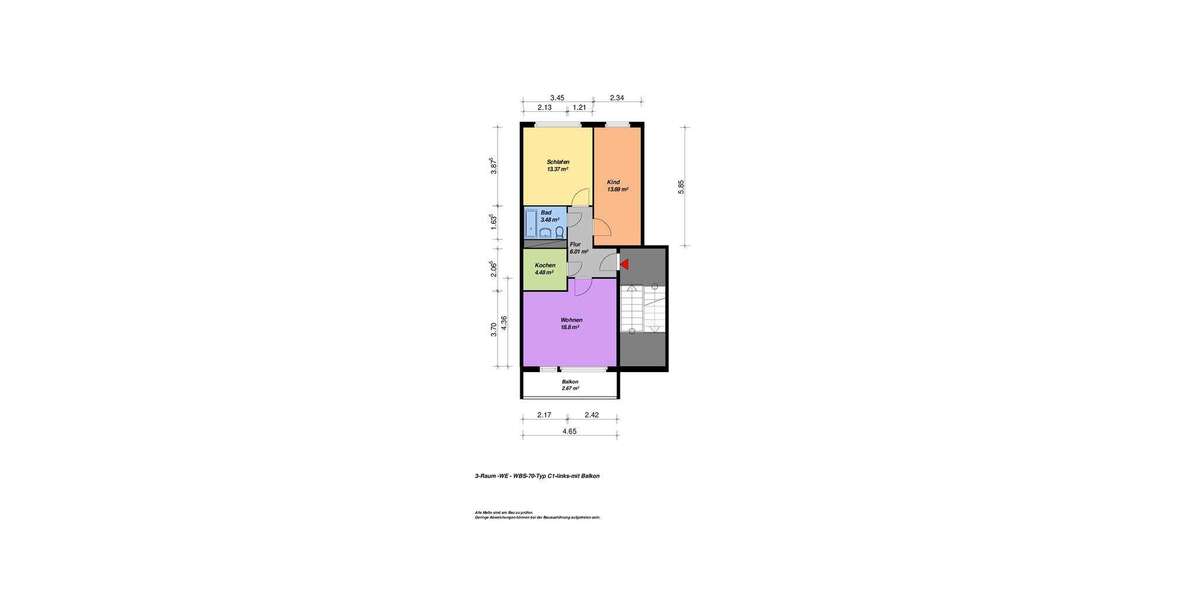 Etagenwohnung Neubrandenburg Datzeberg - 3 Zimmer, 63 m&sup2;, 343&euro; | Angebot:26718664